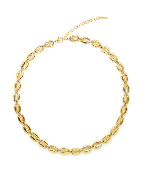 Gold puka shell necklace with adjustable size