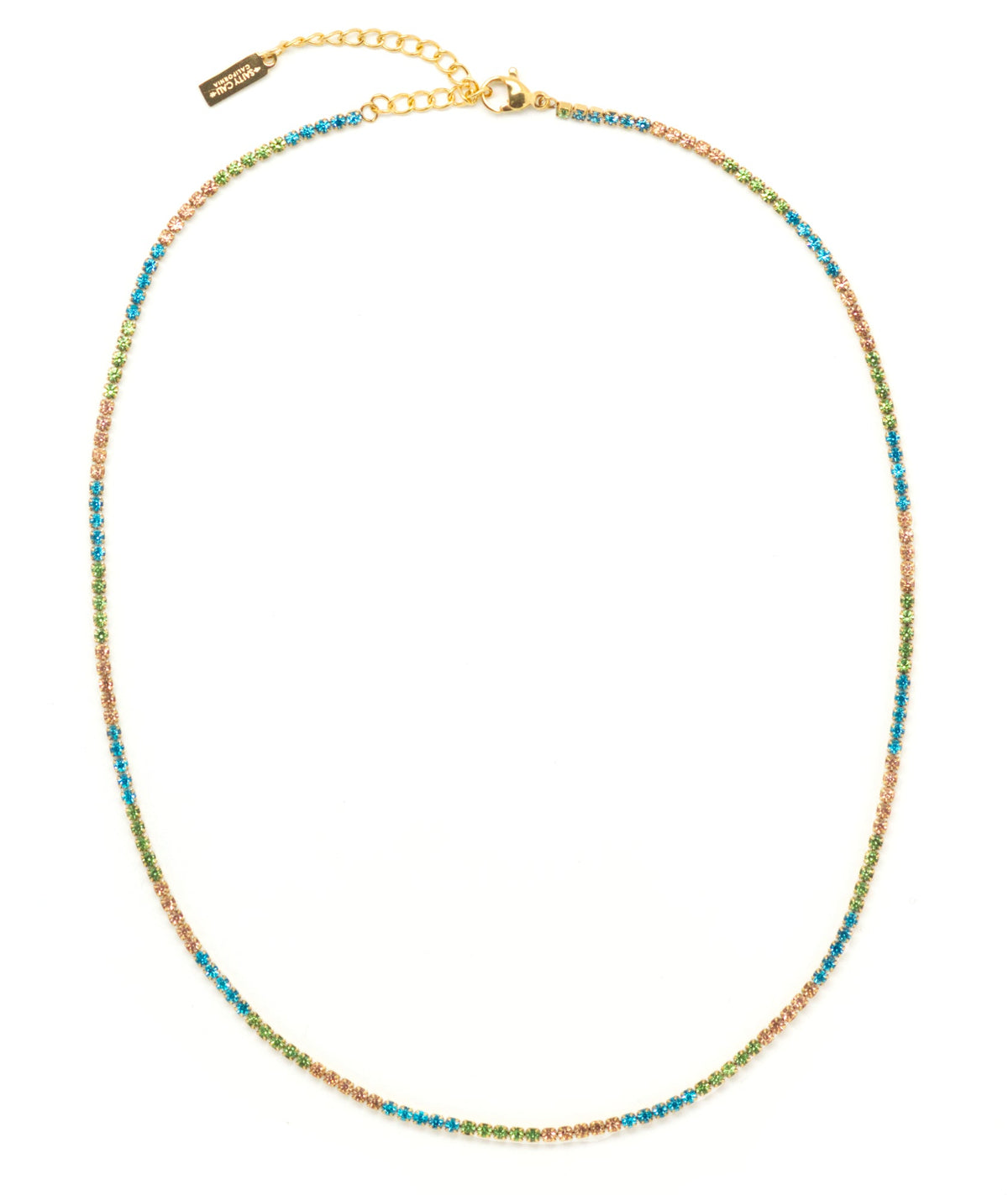 Tennis necklace with multicolored gem stones
